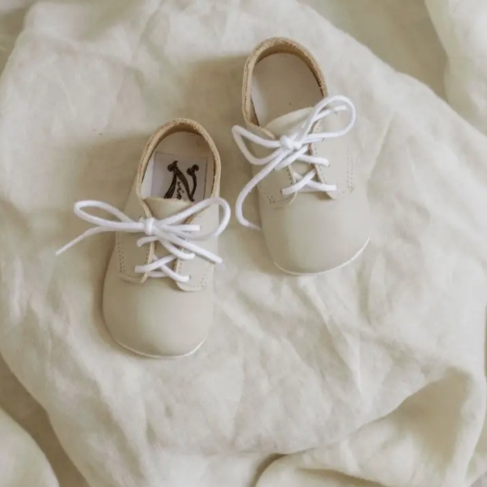 Classic Cream Kids Shoes soft sole crib shoes